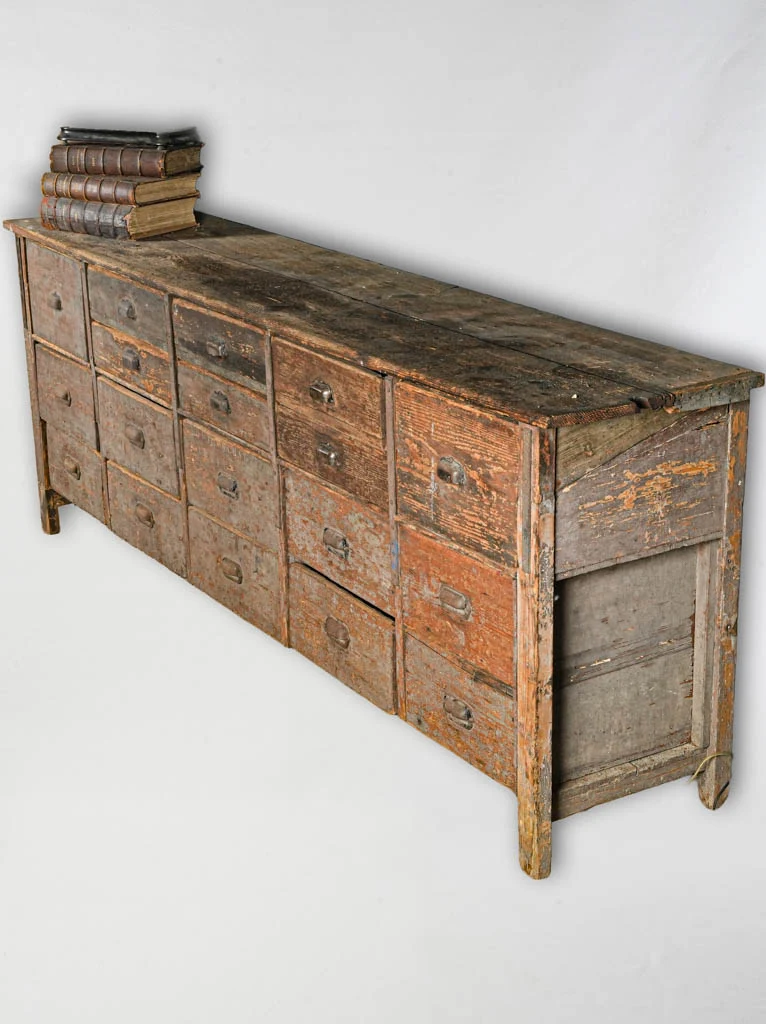 Early 20th-Century French Rustic Fir Workshop Cabinet W/ Original Patina - 94½"