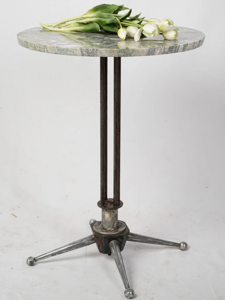 1950s Industrial Style Side Table w/ Beautiful Marble Top - 28¼"