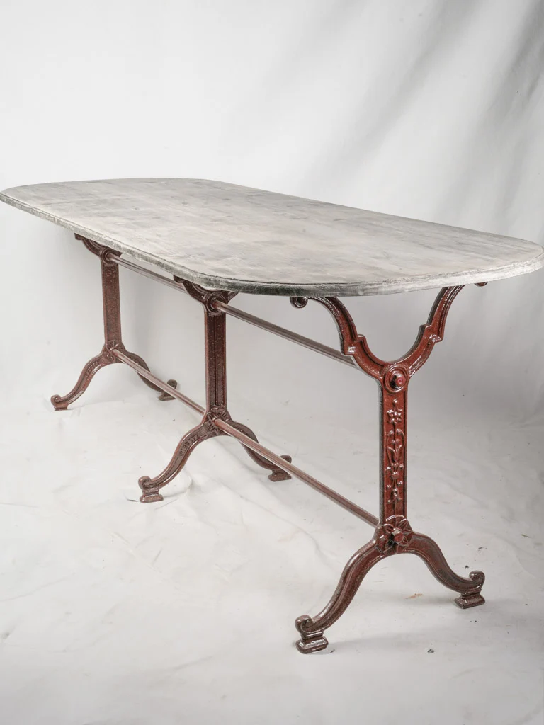 Bistro Style Table w/ Cast Iron Base and Recent Wooden Top - 78¼"