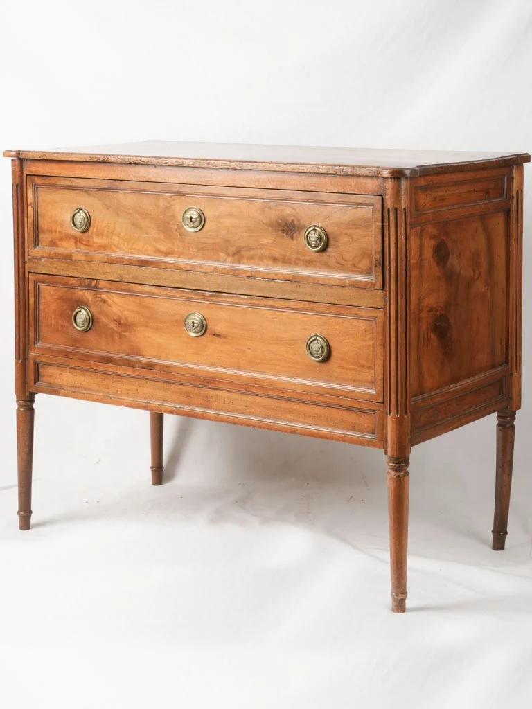 19th-century Louis XVI walnut sauteuse commode w/ 2 drawers 35¾"
