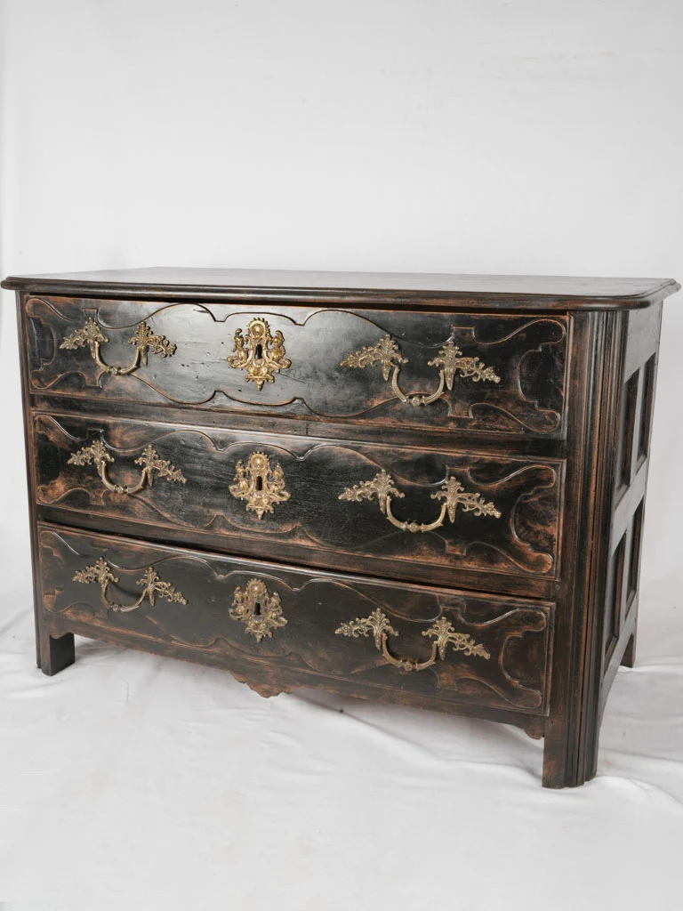 Louis XIV 3-drawer commode w/ black patina