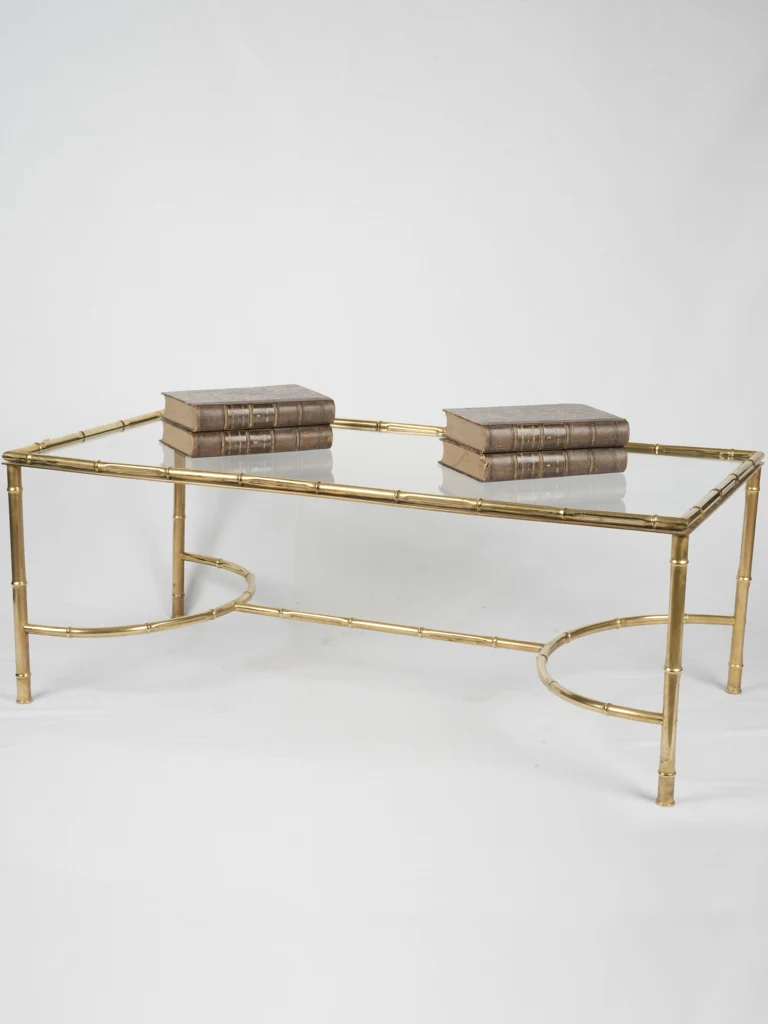 Faux bamboo glass & brass coffee table - rectangular 47¼" x 23¾"