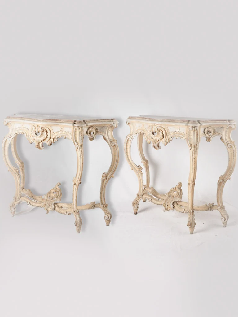 Pair Louis XV marble consoles 41¾" x 51¼" x 17¾"