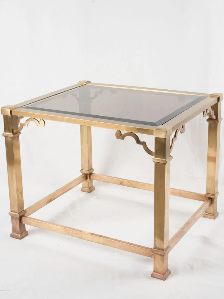 Vintage side table - brass & glass 27½" x 23¾"