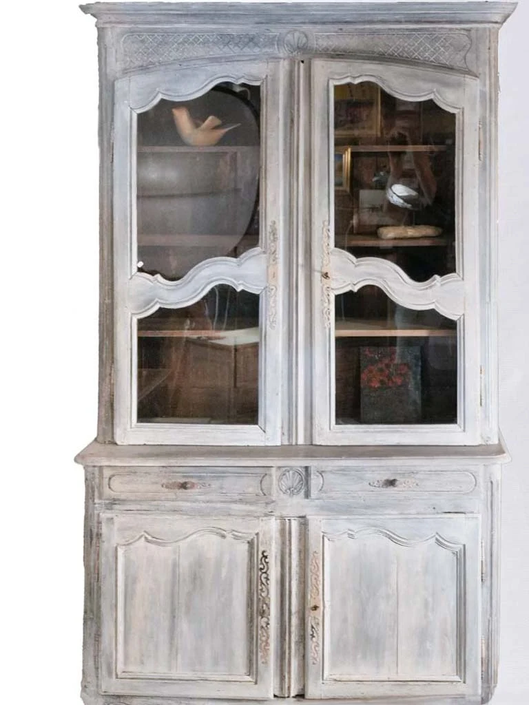 Louis XV / XVI vitrine 94½" x 50¾" x 24¾"