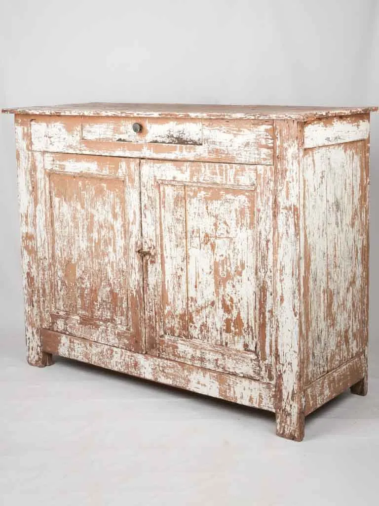 Rustic French country buffet w/ distressed white patina