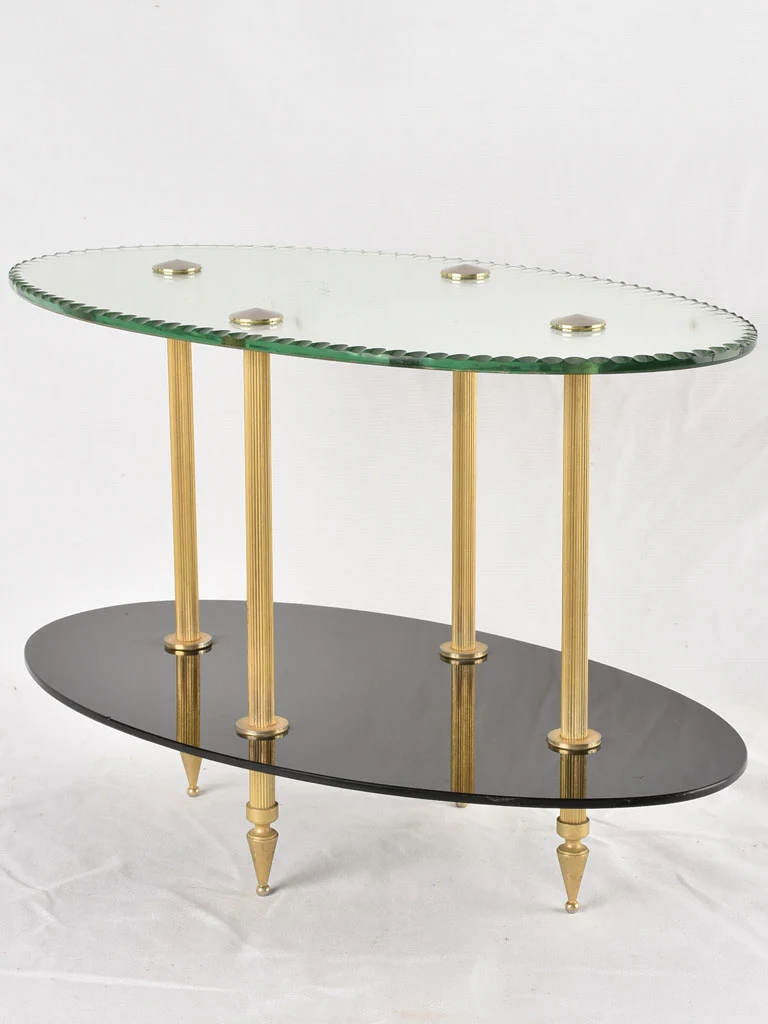 1970s oval side table - mirrored 21¾"