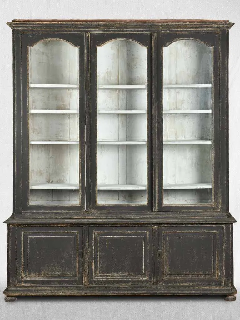 Antique French bookcase - glass door vitrine 89½" x 74¾" x 19¼"