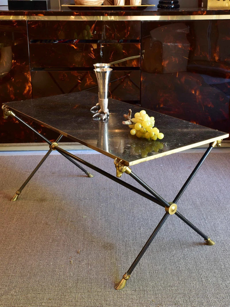 Maison Baguès coffee table with black marble top