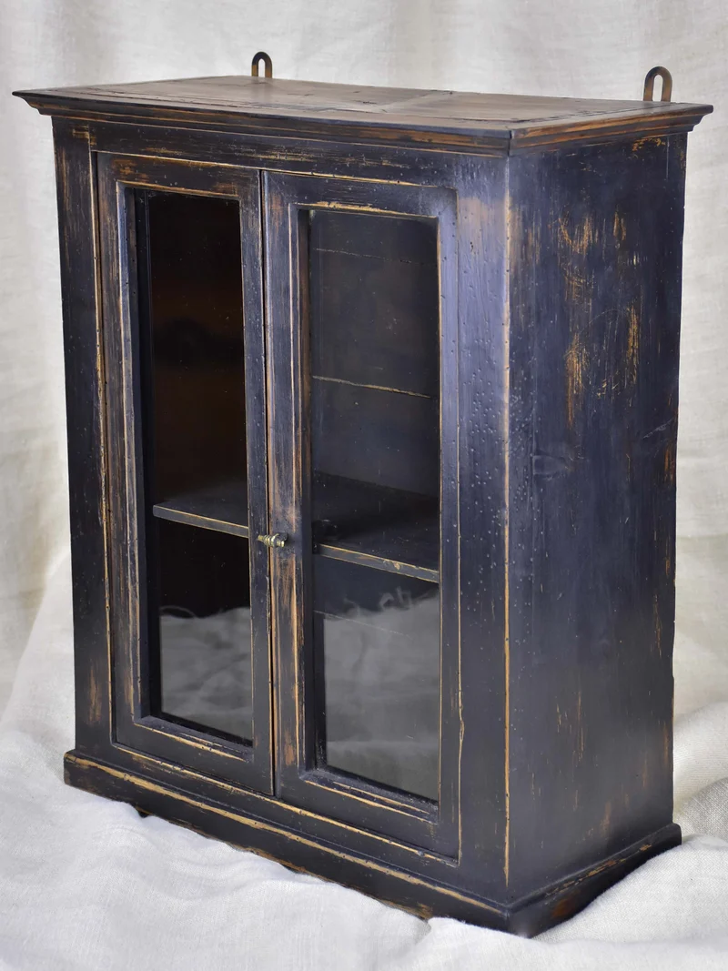 Small late 19th Century French glass door cabinet