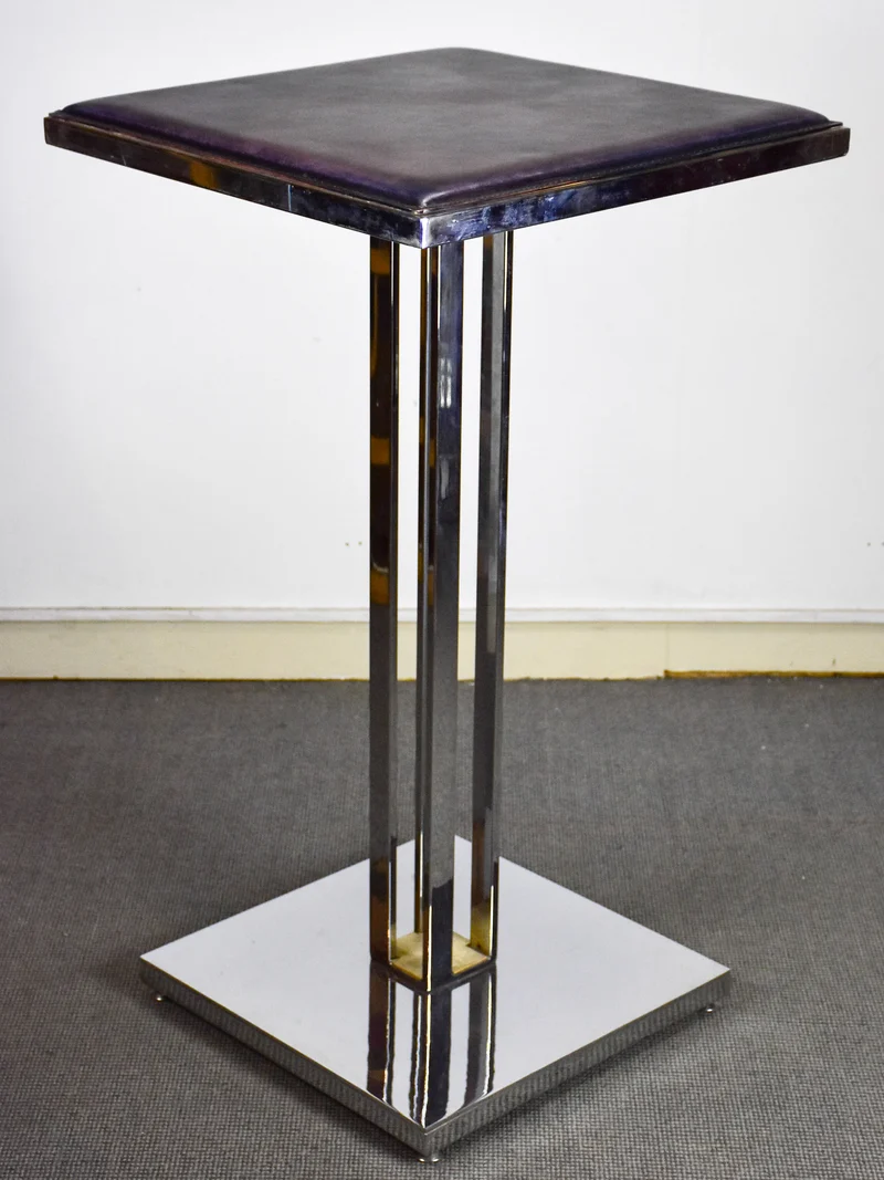 Vintage high bar table - square leather top