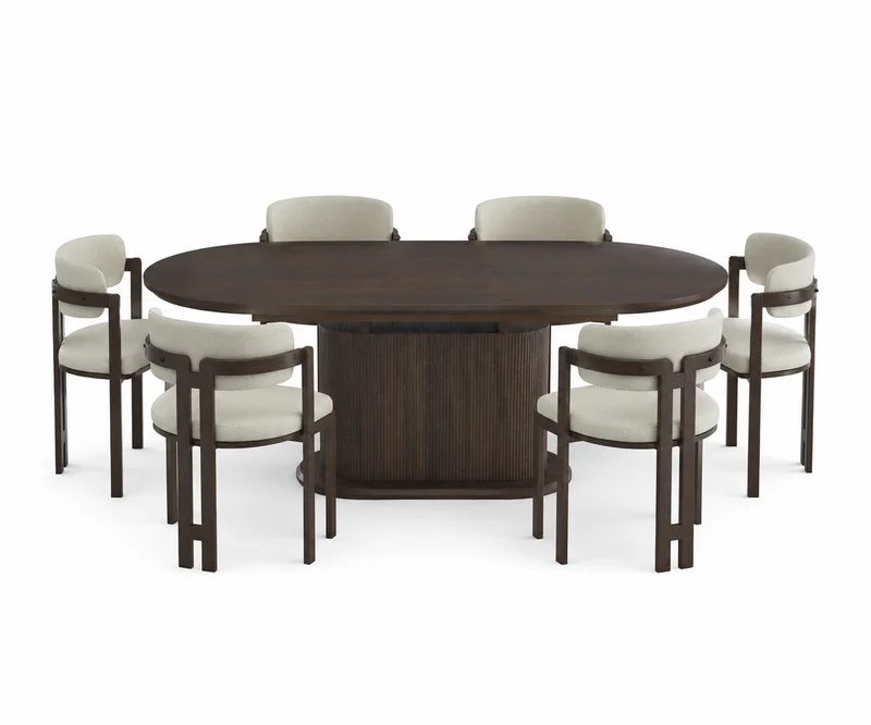 Lot table à manger Loka extensible effet noyer + chaises Mellow effet noyer