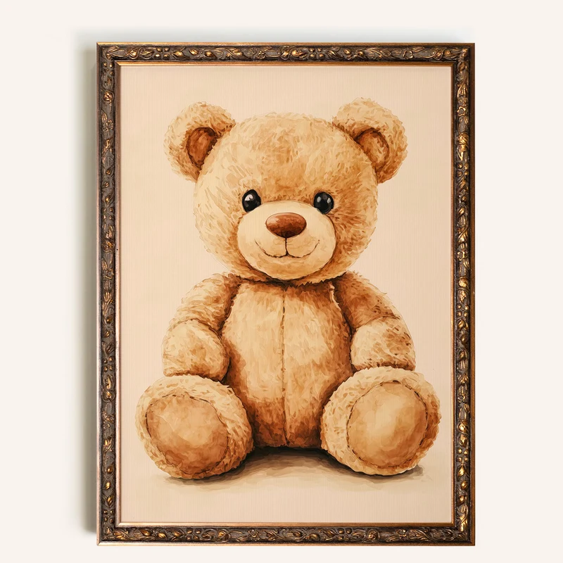 Toile vintage - Ourson tendresse