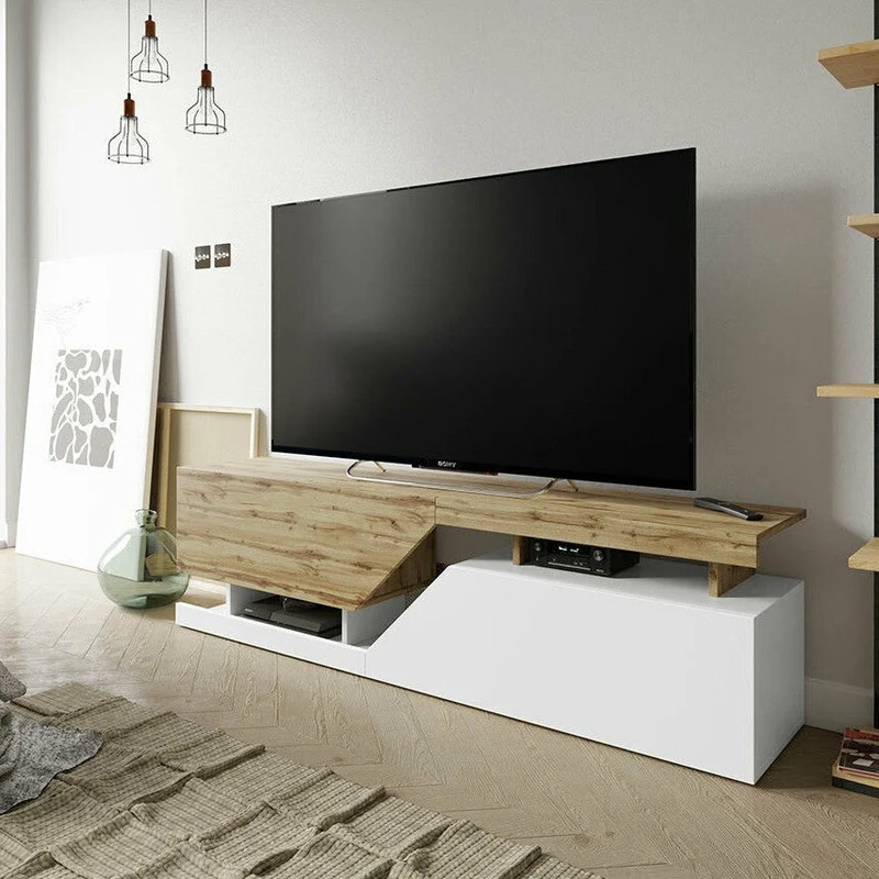 Meuble TV MOBILIER 1 Comfivo Daldune 100 (Blanc + Chêne wotan)
