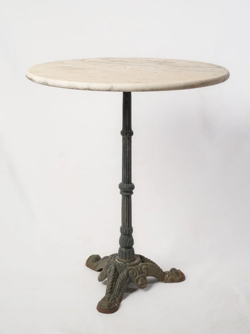 Vintage French Bistro Table with Carrara Marble Top