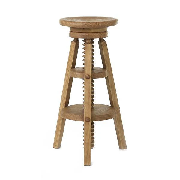 Tabouret de bar à vis réglable en pin massif ciré miel | Région