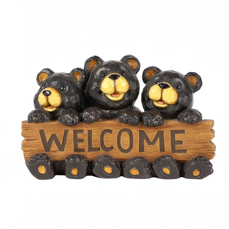 BEAR FAMILY™ – WELCOME SIGN GARDEN STATUE – 75619-F