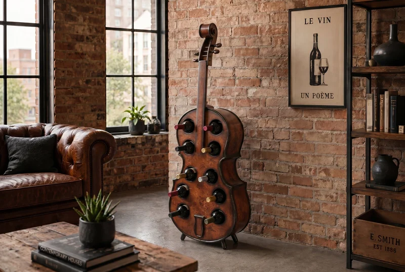 Casier à vin extravagant CELLO 133cm en bois de sapin marron pour 10 bouteilles