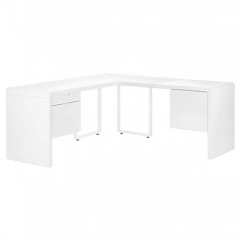 LUXARA CORNER™ – L-SHAPED HIGH GLOSS OFFICE DESK – I 7582