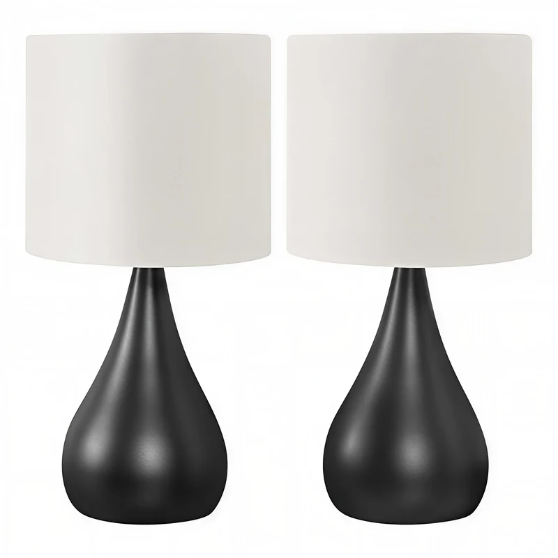 VIRELLE TEARDROP™ – CONTEMPORARY BLACK TABLE LAMP SET (2-PIECE) – I 9639