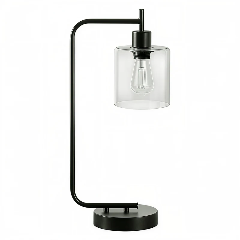 LUXARIS GLASS™ – MODERN BLACK TABLE LAMP WITH USB – I 9637