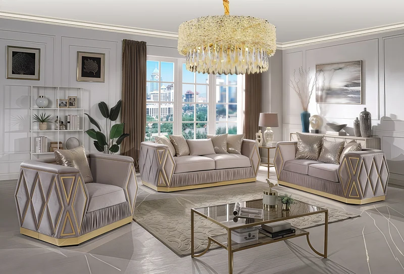 KIBALI™ – MODERN GLAM VELVET SOFA SET – L8725