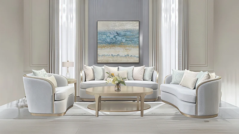FRANCESCA™ – CURVED MODERN VELVET SOFA SET – L2025