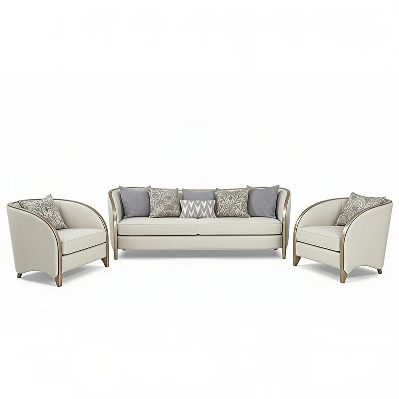 SCARLETT™ – ELEGANT WOOD-TRIMMED LIVING ROOM SET – L1925