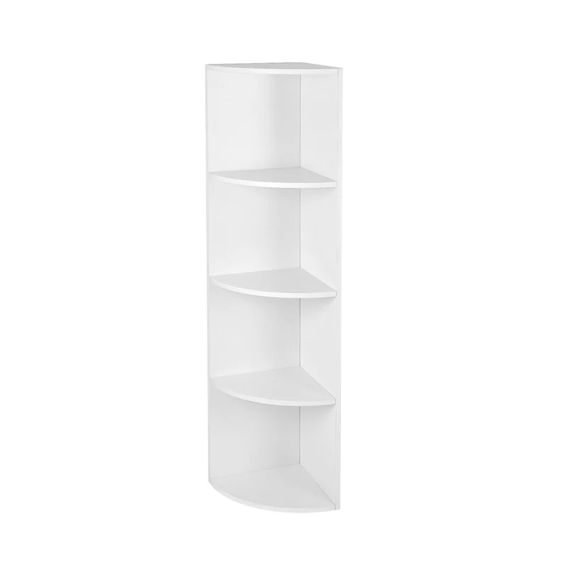 Étagère d'angle design moderne 30 x 30 x 129,5 cm pratique rangement déco salon en panneau de particules blanc 12_0008780