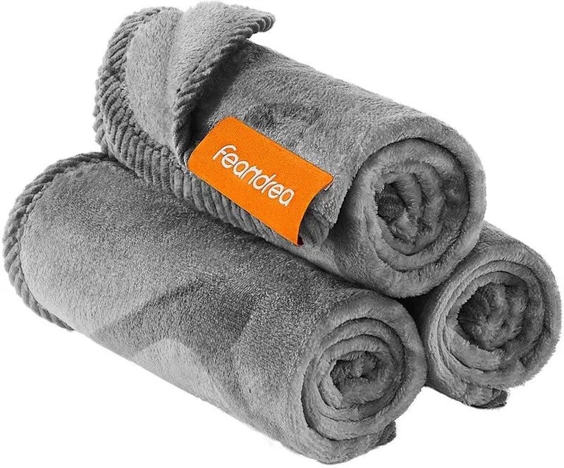Lot de 3 couvertures pour animaux XL 152 x 127 cm lavables confortables style moderne en flanelle gris 12_0011655