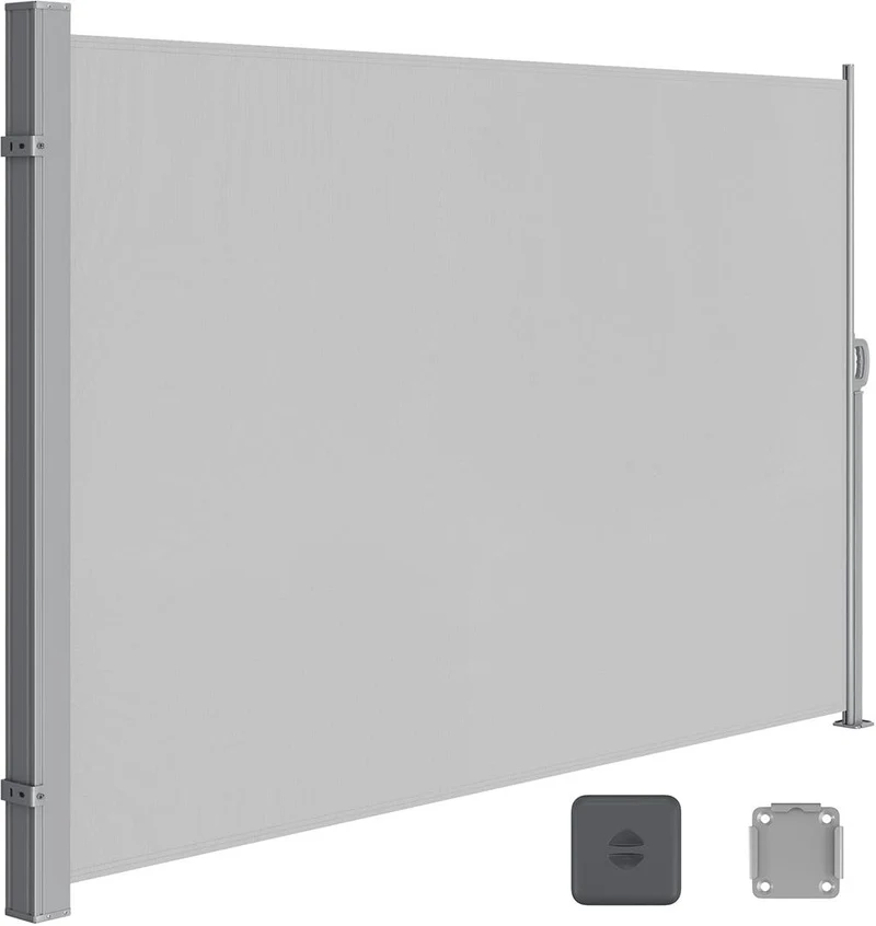 Support mural pour stores latéraux fixation robuste 160 x 350 cm design moderne en acier gris clair 12_0011149