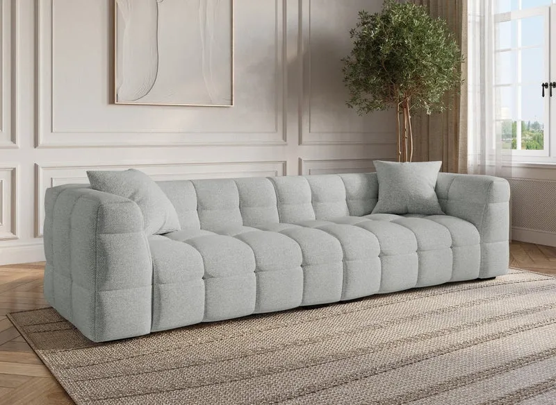 Canapé fixe 4 places en tissu gris BELLA