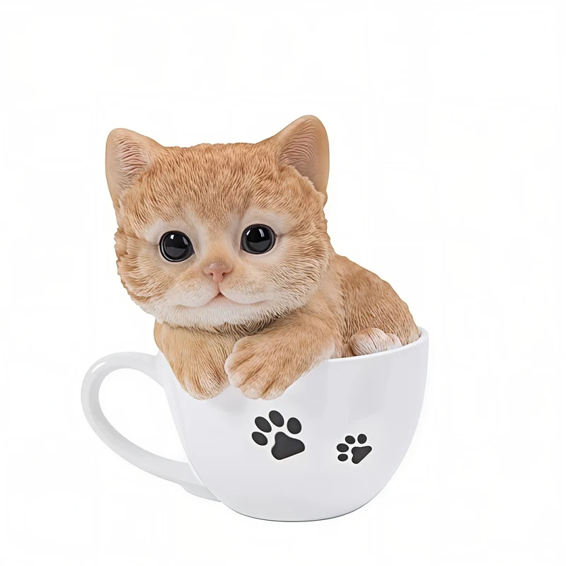 TEACUP KITTEN™ – ORANGE TABBY CAT STATUE – 87707-A