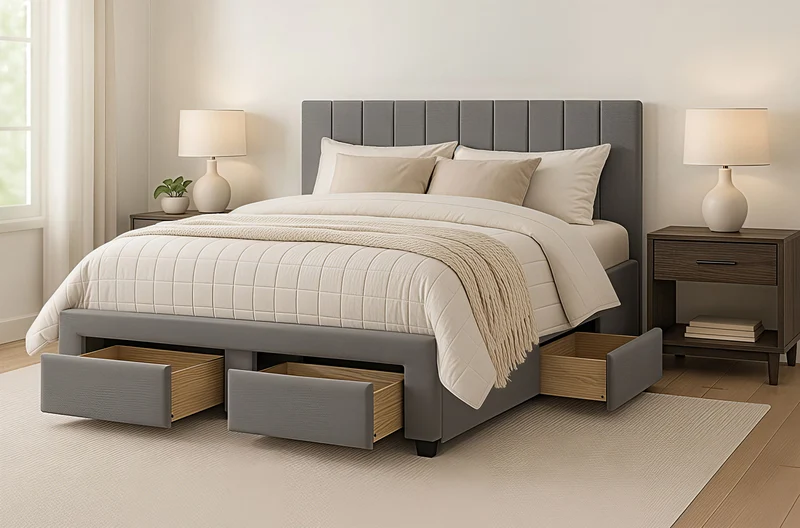 HARBOR SLATE™ – UPHOLSTERED STORAGE PLATFORM BED – T2157