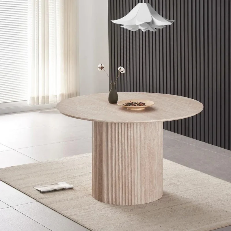 Table à manger Baieta plateau beige pieds beige