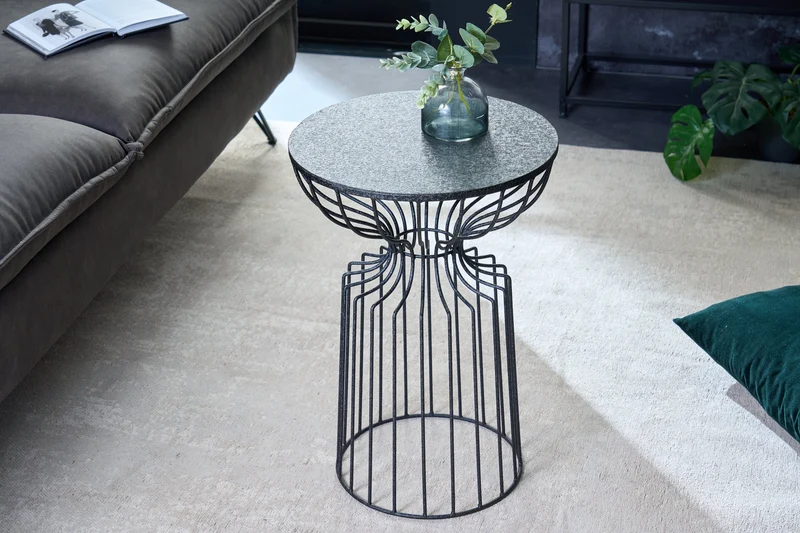 Table d'appoint ronde VARIATION 55cm structure en fer noir fait main