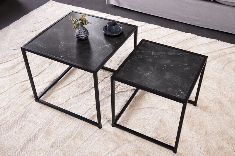 Lot de 2 tables d'appoint SLIM LINE 50cm tables basses en métal graphite