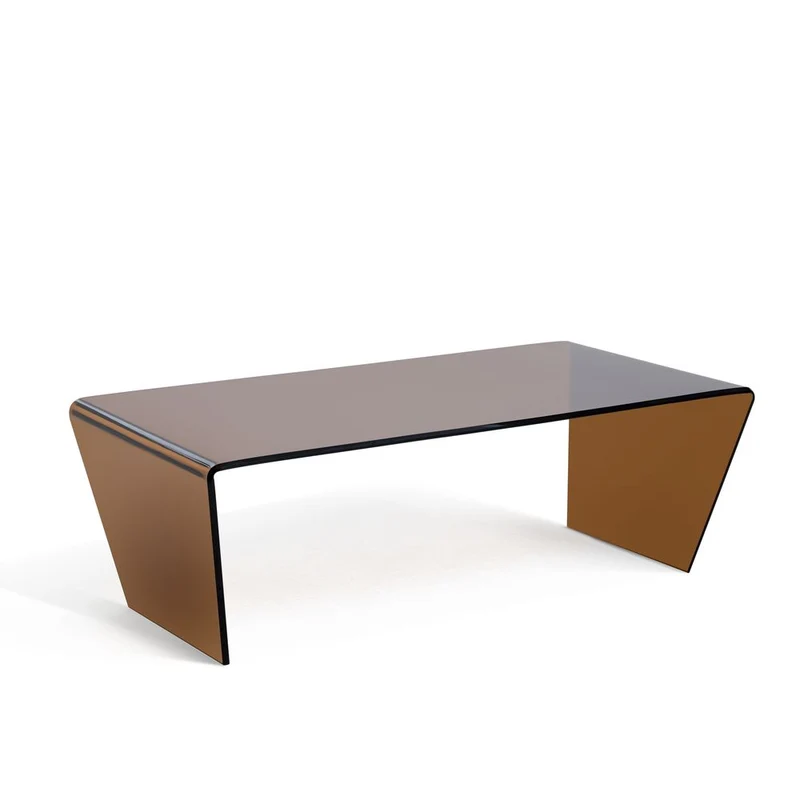 Table basse 120 cm en verre trempé marron