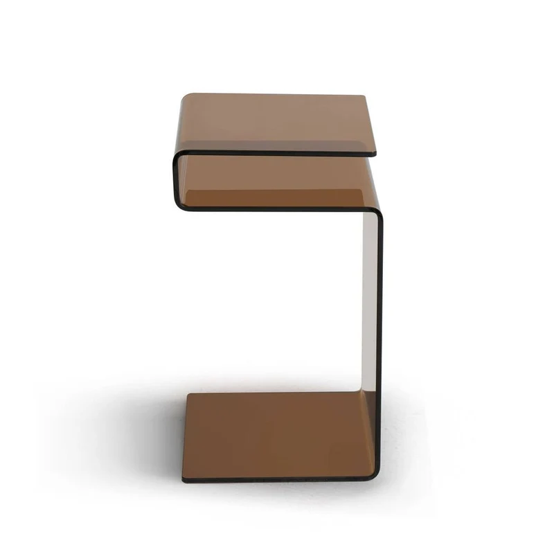 Table basse ou bout de canapé en verre trempé marron