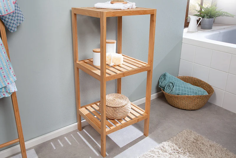 Etagère design LAGOON SPA 80cm bois de bambou étagère salle de bain deux compartiments