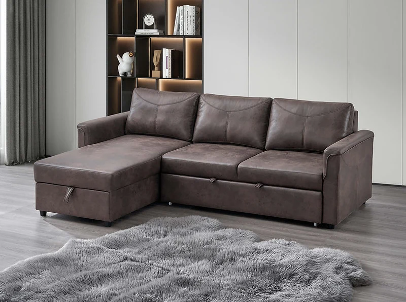 AUREON™ – BROWN LEATHER SOFA BED SECTIONAL WITH STORAGE – IF-9075