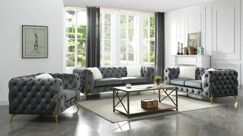 RolaCurve™ 3‑Piece Tufted Velvet Sofa Collection – 6090