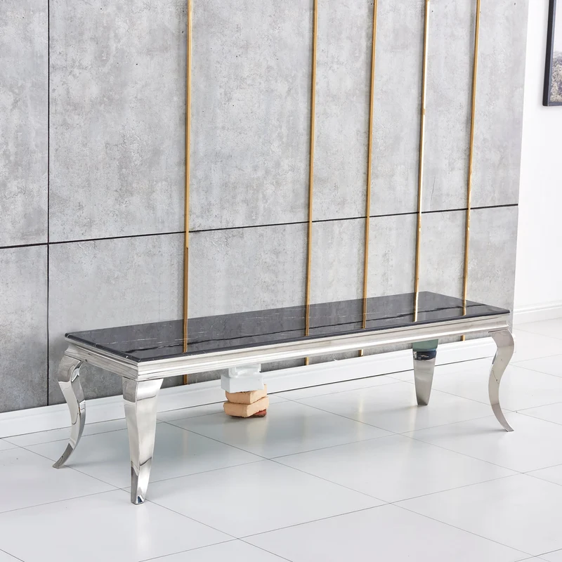 Meuble TV Nansouty Argent Marbre noir