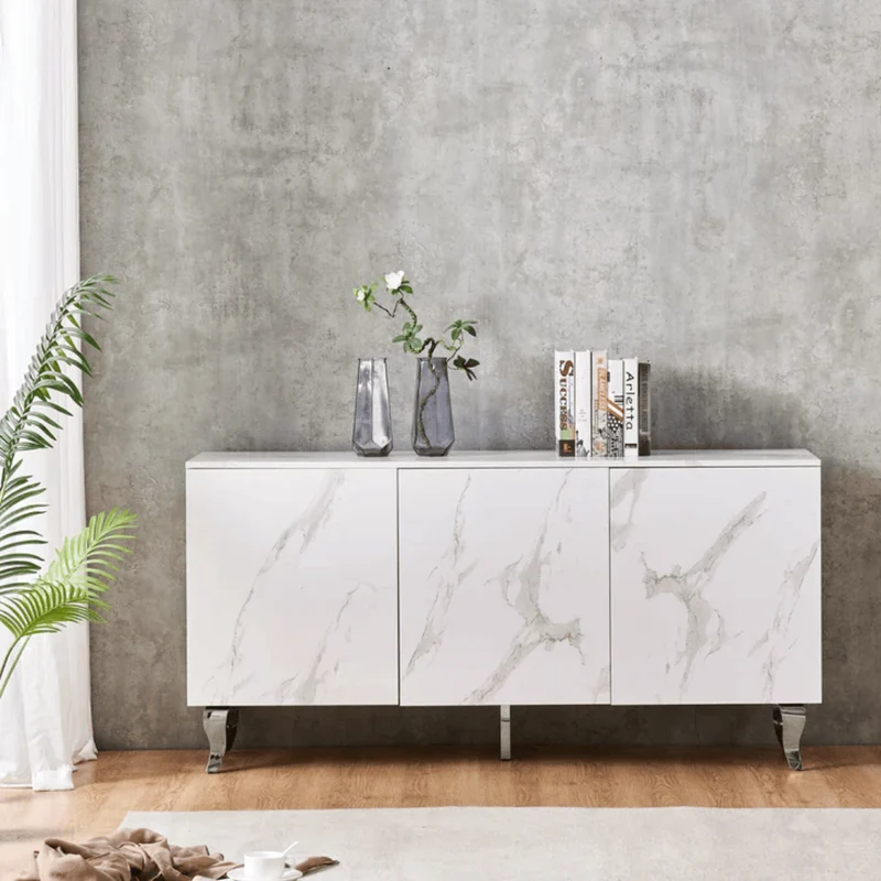 Buffet Baroque Argent marbre blanc 160 cm