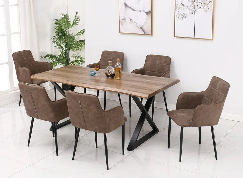 Rustic Faux Live Edge Dining Set – Model T-1811