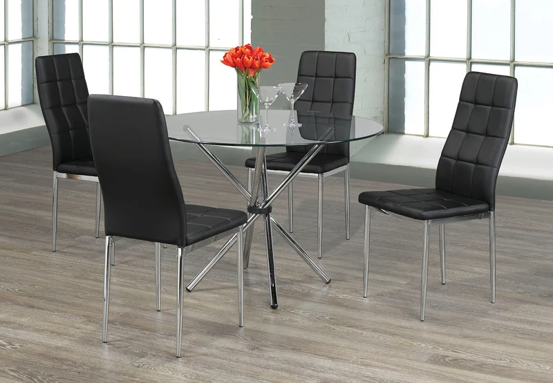 Contemporary Clear Glass Dining Set – Model T-1430
