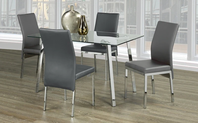Sleek Glass Dining Set with Chrome Legs – Model T-5065