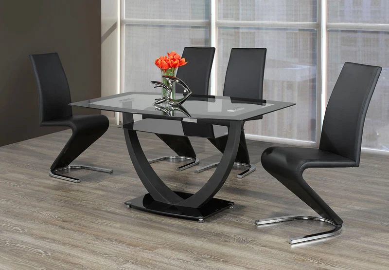 Stylish Glass Dining Set with 'V' Shaped Base – Model T-5067