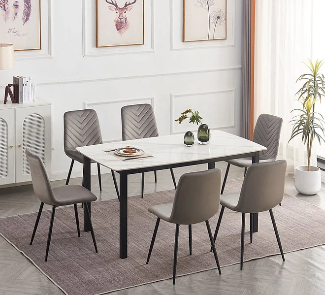 Modern Dining Set with Sintered Stone Marble Top - Model T-1815