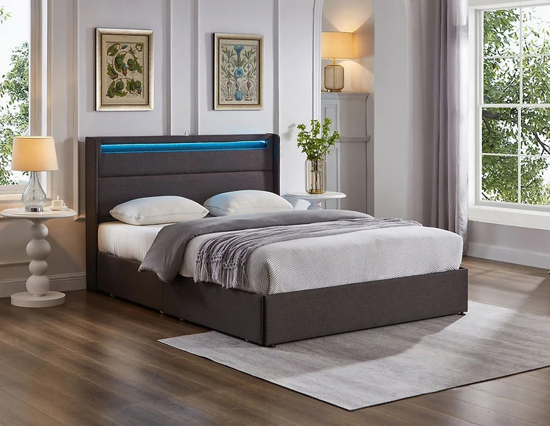 Soft Grey Fabric Contemporary IF-5343 Bed